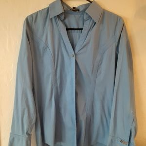 Express Essential Stretch Women's Dress Shirt Blue
